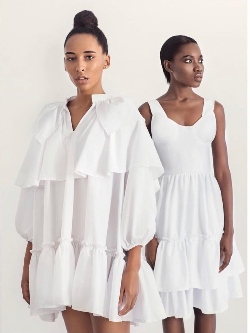 Bello Edu Lily White Cape Ruffle Mini Dress Statement Oversized Size S